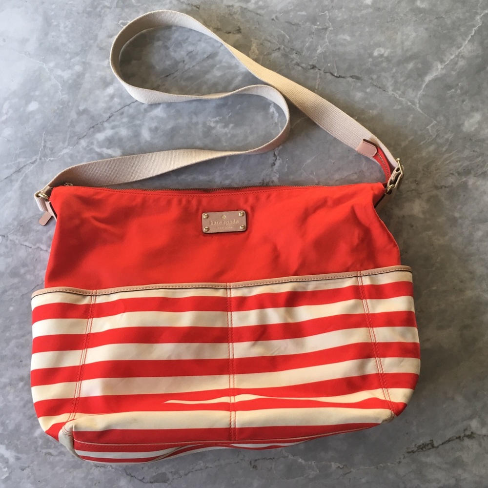 KATE SPADE Beige Orange Medium Size Travel Bag